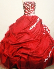Perfect ball gown strapless floor-length taffeta wine red appliques quinceanera dresses FA-X-065