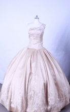 Popular Ball Gown One Shoulder Floor-length Champange Appliques Quinceanera dress Style FA-L-069