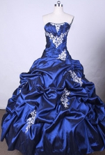Popular Ball Gown Strapless FLoor-Length Blue Beading And Appliques Quinceanera Dresses Style FA-S-103