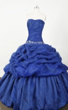 Popular Ball Gown Strapless Floor-length Blue Embroidery Quinceanera dress Style FA-L-050