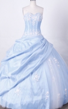 Popular Ball Gown Sweetheart Floor-length Light Blue Taffeta Appliques Quinceanera dress Style FA-L-019