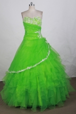 Popular Ball Gown Sweetheart Floor-length Spring Green Quinceanera Dress Y042634