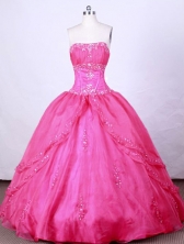 Romantic Ball Gown Strapless FLoor-Length Hot Pink Beading Quinceanera Dresses Style FA-S-074
