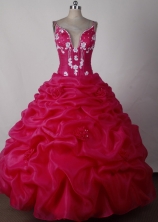 Sexy Ball Gown Straps Floor-length Hot Pink Quinceanera Dress LJ2642