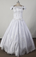 Simple Ball Gown Square Floor-length White Quincenera Dresses TD260028