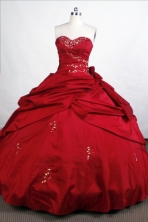 Simple Ball Gown Sweetheart-neck Floor-length Wine Red Quinceanera Dresses Style FA-C-052