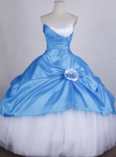 Sweet Ball Gown Strapless FLoor-Length Light Blue Beading Quinceanera Dresses Style FA-S-031