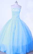 Sweet Ball Gown Strapless Floor-length Light Blue Beading Quinceanera dress Style FA-L-011