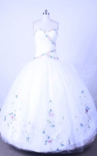 Sweet Ball Gown Sweetheart Floor-length White Organza Beading Quinceanera dress Style FA-L-062