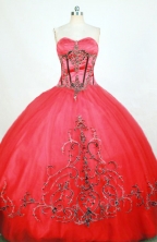 Affordable Ball Gown Sweetheart Floor-length Red Appliques Quinceanera dress Style FA-L-229
