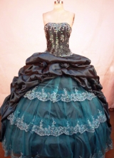 Classical Ball Gown Strapless Floor-length Navy Taffeta Ball Gown Quinceanera dress Style FA-L-260