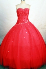 Classical Ball Gown Sweetheart Floor-length Red Beading Quinceanera dress Style FA-L-268