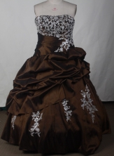 Elegant Ball Gown Strapless Floor-length Brown Quinceanera Dress LJ2649