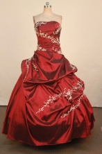 Exquisite Ball Gown Strapless Floor-Length Red Appliques Quinceanera Dresses Style FA-S-350