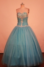 Exquisite Ball Gown Sweetheart Neck Floor-Lengtrh Light Blue Beading Quinceanera Dresses Style FA-S-195