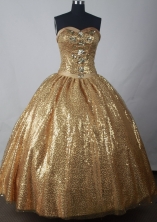 Luxuriously Ball Gown Strapless Floor-length Gold Quinceanera Dress LJ2638