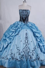 Modest Ball gown Strapless Floor-Length Baby blue Quinceanera Dresses Style FA-Y-19