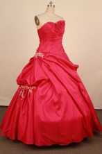 Perfect Ball Gown Strapless Floor-Length  Red Applqiues Quinceanera Dresses Style FA-S-374