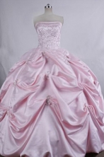 Pretty Ball gown Strapless Floor-Length Baby pink Quinceanera Dresses Style FA-Y-15 