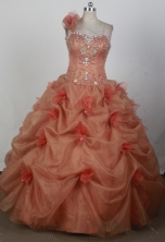 Romantic Ball Gown Strapless Floor-length Pink Quinceanera Dress X0426024