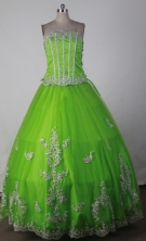 Sweet Ball Gown Strapless Floor-length Green Quincenera Dresses TD260019