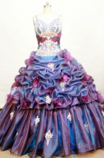  Romantic Ball gown Strap Floor-length Organza Purple Quinceanera Dresses Style FA-W-173