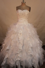 Brand New Ball Gown Sweetheart Floor-length White Organza Beading Quinceanera dress Style FA-L-271