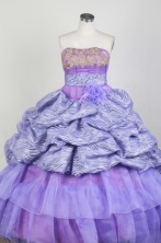 Chic Ball Gown Strapless Floor-length Lavender Quinceanera Dress X0426058