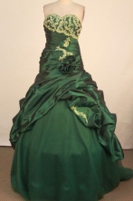 Discount Ball Gown Sweetheart Neck Floor-Length Green Beading and Appliques Quinceanera Dresses Style FA-S-297
