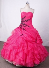 Elegant Ball Gown Sweetheart Floor-length Hot Pink Appliques Quinceanera dress Style FA-L-001