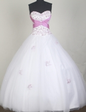 Elegant Ball Gown Sweetheart Neck Floor-length White Quinceanera Dress LZ426030