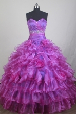 Elegant Ball Gown Sweetheart Neck Floor-length fuchsia Quinceanera Dress LZ426043