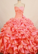 Elegant ball gown sweetheart-neck floor-length organza beading quinceanera dresses FA-X-179