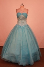 Exclusive Ball Gown Strapless Floor-Length Light Blue Beading Quinceanera Dresses Style FA-S-249
