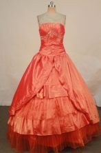 Fashionable Ball Gown Strapless Floor-length Orange Taffeta Beading Quinceanera dress Style FA-L-245