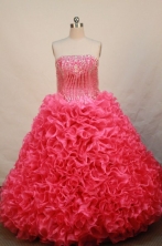 Gorgeous Ball Gown Strapless Floor-length Hot Pink Organza  Beading Quinceanera dress Style FA-L-081