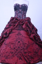 Gorgeous Ball Gown Sweetheart Floor-length Burgundy Taffeta Quinceanera dress TD2451
