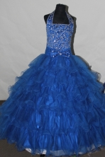 Gorgeous Ball gown Halter top neck Floor-length Flower Girl Dresses Style FA-C-123