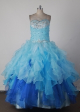 Low Price Ball Gown Strapless Floor-length Blue Quinceanera Dress X0426017