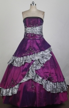 Low Price Ball Gown Strapless Floor-length Fuchsia Quinceanera Dress X0426072