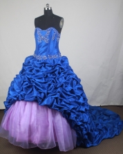 Luxurious Ball Gown Sweetheart Neck Floor-length Blue Quinceanera Dress LZ426031
