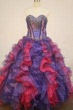 Luxuriously Ball Gown Sweetheart Floor-length Purple Organza Beading Quinceanera dress Style FA-L-24