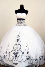 Perfect Ball Gown Strapless Floor-Lengtrh White Appliques Quinceanera Dresses Style FA-S-191