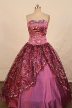 Perfect Ball Gown Strapless Floor-length Lavender Satin and Lace Quinceanera dress Style LJ424004