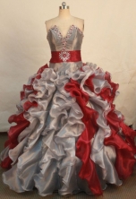 Perfect Ball Gown Strapless Floor-length Sliver Taffeta Beading Quinceanera dress Style FA-L-269