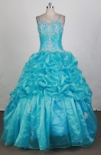Perfect Ball Gown Straps Floor-length Aqua Quinceanera Dress LHJ42706