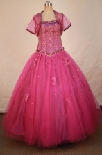 Popular Ball Gown Strapless Floor-length Hot Pink Organza Appliques Quinceanera dress Style FA-L-296