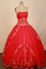 Popular Ball Gown Strapless Floor-length Red Beading Quinceanera dress Style FA-L-302