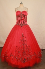 Popular Ball Gown Sweetheart Floor-length Red Appliques Quinceanera dress Style FA-L-229