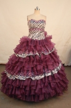 Romantic Ball Gown Sweetheart Floor-length Dark Purple Organza Quinceanera dress Style LJ424006